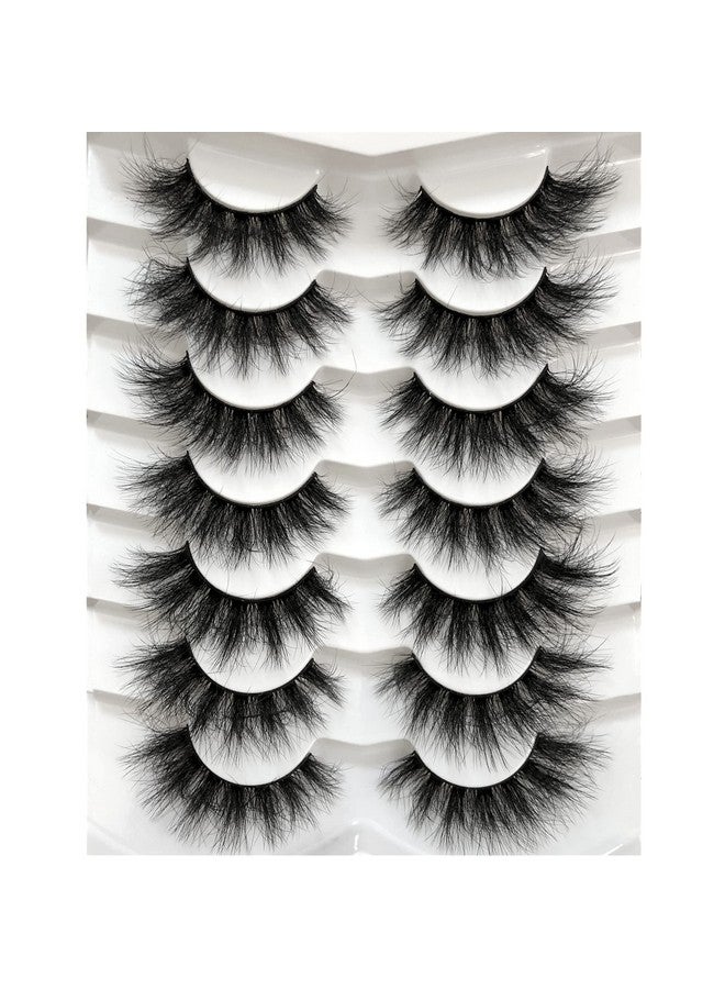 False Eyelashes Fluffy Mink Lashes Cateye Look 18Mm Wispy Long 8D Volume Fake Eyelash Strips 7 Pairs Pack