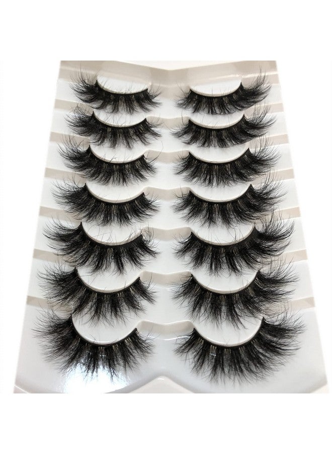 False Eyelashes Fluffy Mink Lashes Cateye Look 18Mm Wispy Long 8D Volume Fake Eyelash Strips 7 Pairs Pack