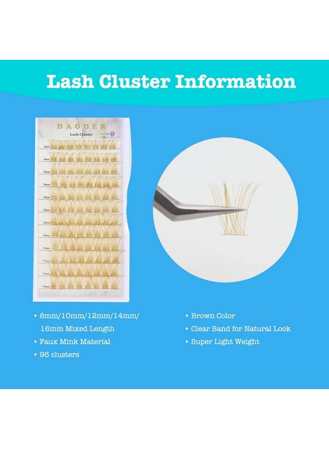 Lash Clusters Diy Eyelash Extension Daoder 96Pcs Blonde Cluster Lashes D Curl 816Mm Mixed Wispy Brown Individual Lashes Natural Look Clear Band Soft Lash Extension(Brown Lash Cluster 007)