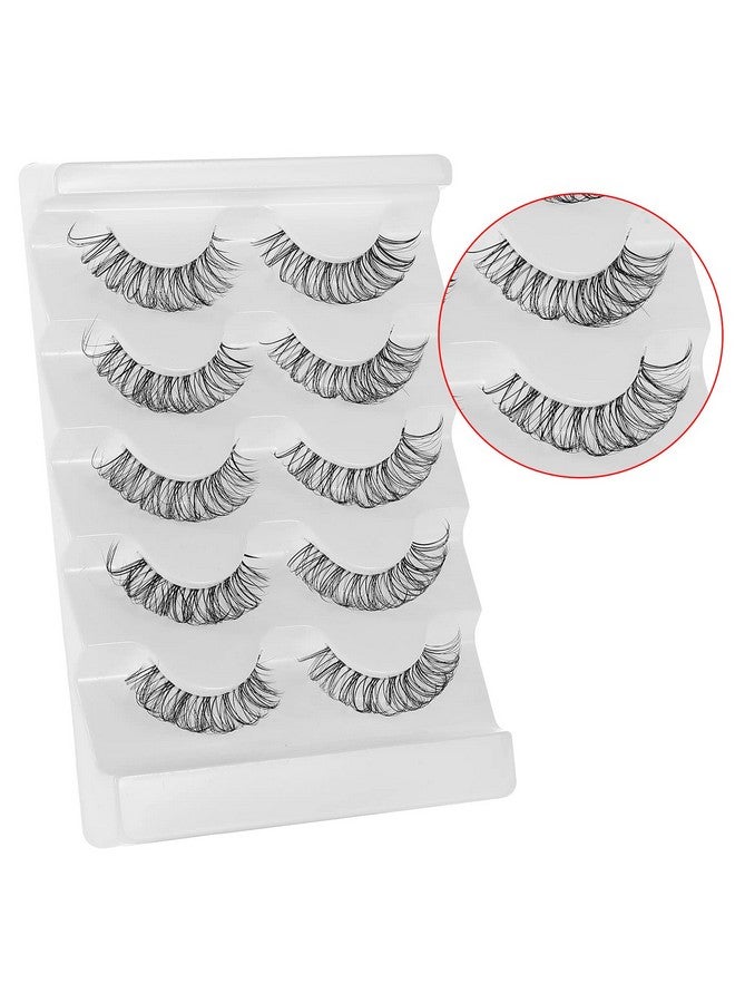 Cat Eye Lashes Looks Like Eyelash Extensions, Russian Strip Clear Band Natural Look Wispy Lashes, D Curl Fluffy Volume Cross Multi Layered Invisible Band Eyelashes (02B)
