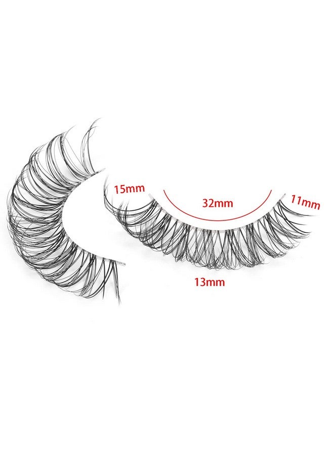 Cat Eye Lashes Looks Like Eyelash Extensions, Russian Strip Clear Band Natural Look Wispy Lashes, D Curl Fluffy Volume Cross Multi Layered Invisible Band Eyelashes (02B)