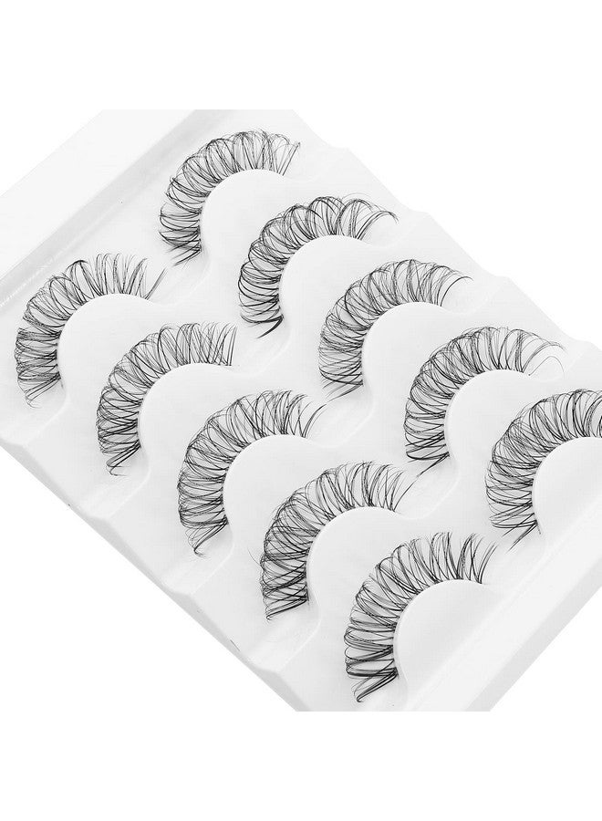 Cat Eye Lashes Looks Like Eyelash Extensions, Russian Strip Clear Band Natural Look Wispy Lashes, D Curl Fluffy Volume Cross Multi Layered Invisible Band Eyelashes (02B)