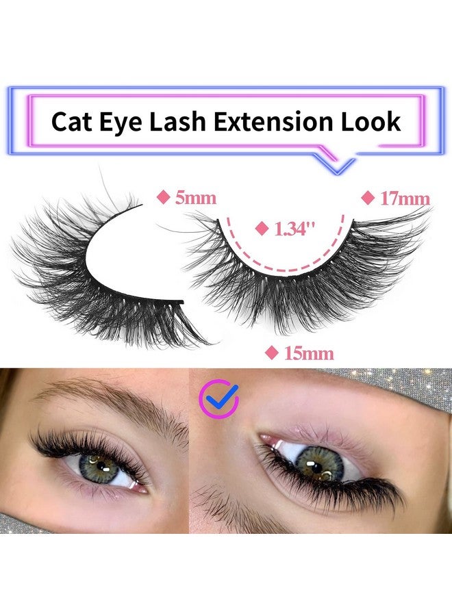 False Eyelashes Mink Lashes Natural Wispy Cat Eye Lashes Fluffy Pack 3D Strip Short Volume Fake Eyelashes 10 Pairs Fox Eye