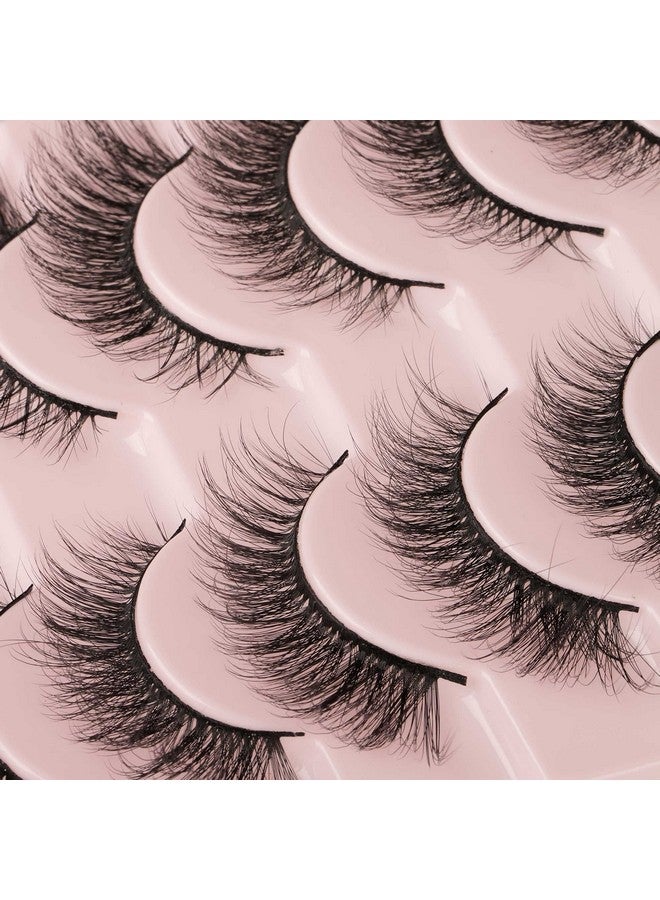 False Eyelashes Mink Lashes Natural Wispy Cat Eye Lashes Fluffy Pack 3D Strip Short Volume Fake Eyelashes 10 Pairs Fox Eye