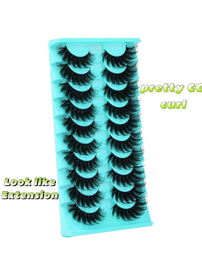 False Eyelashes Fluffy Mink Cat Eye Lashes Strip Pack 10 Pairs 18Mm Wispy D Curl Fake Lashes That Look Like Extensions 8D Full Dramatic Eyelash By Goddvenus