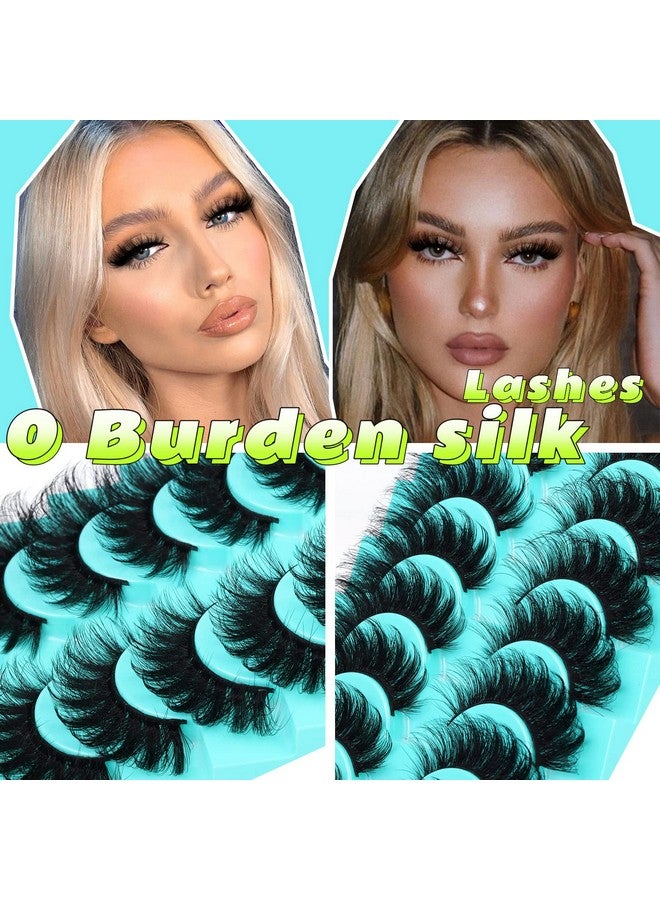 False Eyelashes Fluffy Mink Cat Eye Lashes Strip Pack 10 Pairs 18Mm Wispy D Curl Fake Lashes That Look Like Extensions 8D Full Dramatic Eyelash By Goddvenus