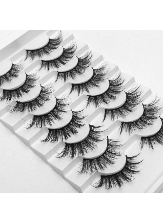 Eyelashes Natural Look 8 Pairs 5D Lashes 17Mm Mink Eyelashes Fluffy Lashes Pack Cat Eye Soft Reusable