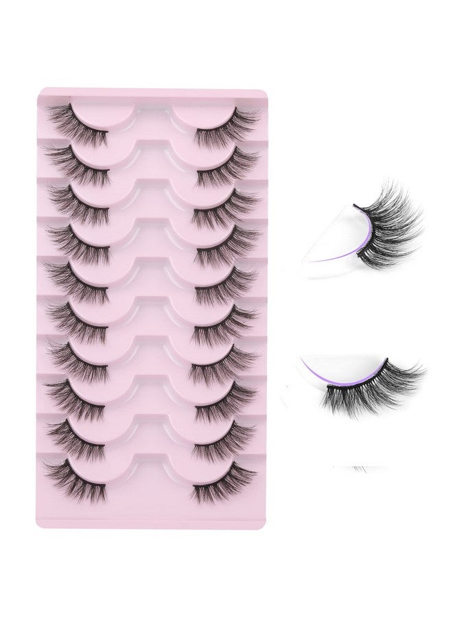 Half Lashes Natural Look Wispy 10 Pairs Cat Eye Lashes 3D False Eyelashes Fluffy Soft 15Mm Short Faux Mink Lashes Sets Pack