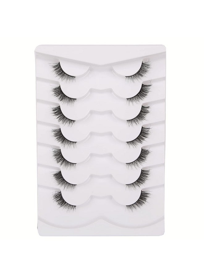 Fluffy Half Lashes Wispy Short False Eyelashes Natural Look Cat Eye Lashes Pack 3D Crisscrossed Lashes Strips 7 Pairs Multipack