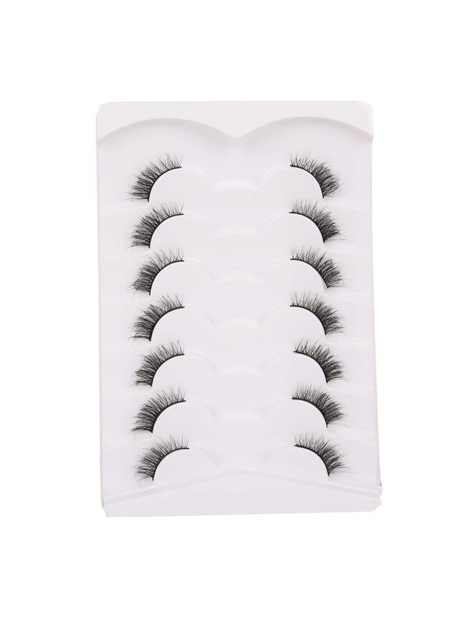 Fluffy Half Lashes Wispy Short False Eyelashes Natural Look Cat Eye Lashes Pack 3D Crisscrossed Lashes Strips 7 Pairs Multipack