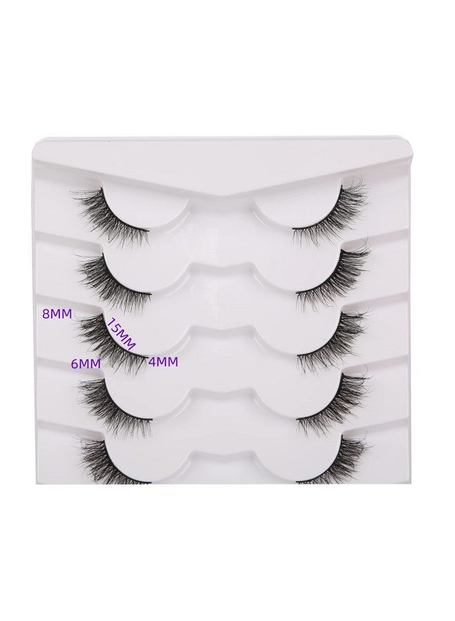 Fluffy Half Lashes Wispy Short False Eyelashes Natural Look Cat Eye Lashes Pack 3D Crisscrossed Lashes Strips 7 Pairs Multipack