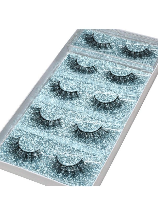 Eyelashes False Lashes Mink Lashes 5 Pairs 6D Fake Eye Lashes Natural Look Wispy Eyelashes Strip Lash Faux Mink Lashes False Eyelashes Extensions Kit ; 00115Mm