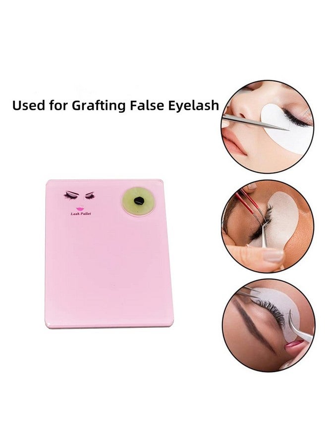 Acrylic Eyelash Extension Eye Lash Pallet Tool, Grafting False Eyelash Jade Console Round Jade Stone Organizer Eyelash Extension Grafting Pad Lash Tray Gasket (Pink)