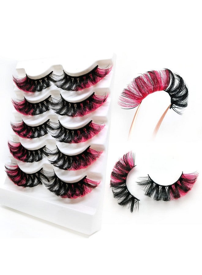 3D Colored Russian Strip Lashes, 20Mm D Curl Lash Strips, Fluffy Eyelashes Mink, Natural False Lashes Mink, Natural Wispies Mink Eyelashes, Wispy Fake Lashes, Faux Mink Eyelashes Natural Look (Pink)
