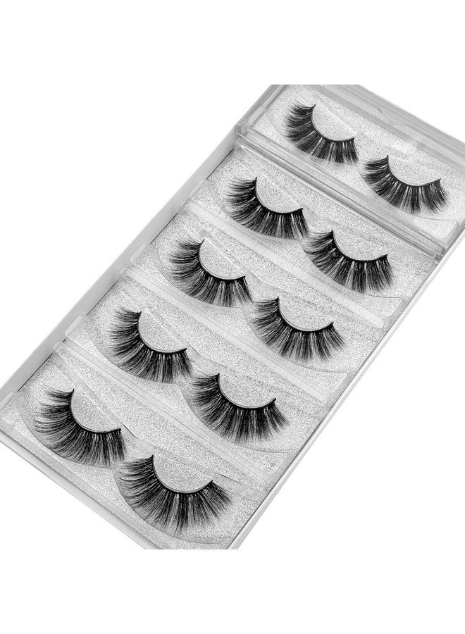 Lashes Wispy Eyelashes False Eyelashes 5 Pairs 6D Mink Lashes Fake Eyelashes Natural Look Like Extensions Strip Lashes Fluffy Lash Pack ; 00718Mm