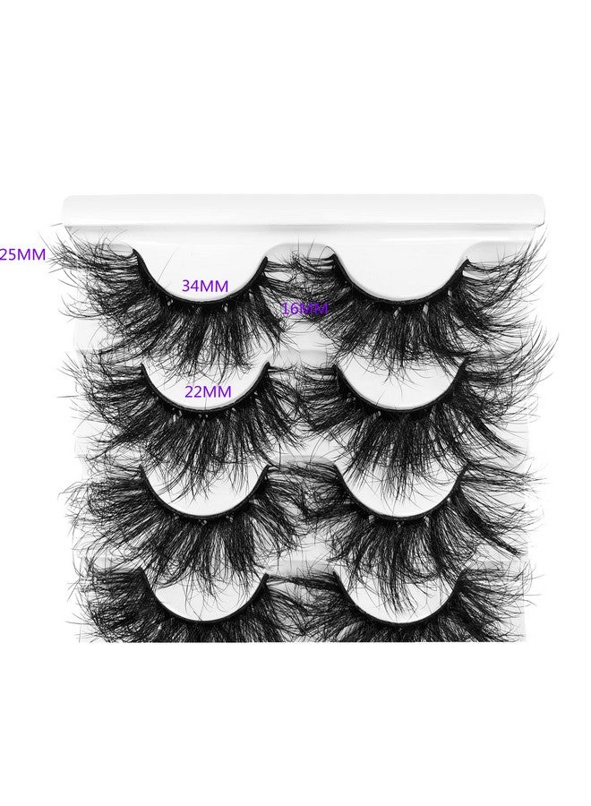 False Eyelashes 25Mm Lashes Fluffy Long Dramatic Faux 3D Mink Lashes Pack Thick Volume Crisscrossed Soft False Lashes 5 Pairs Multipack