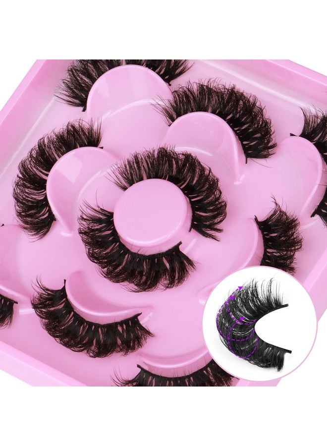 Natural False Eyelashes Fluffy Mink Lashes 3D Wispy D Curl Eye Lashes Russian Strip Thick Full False Eyelashes 5 Pairs 21Mm By Focipeysa Eyelashes