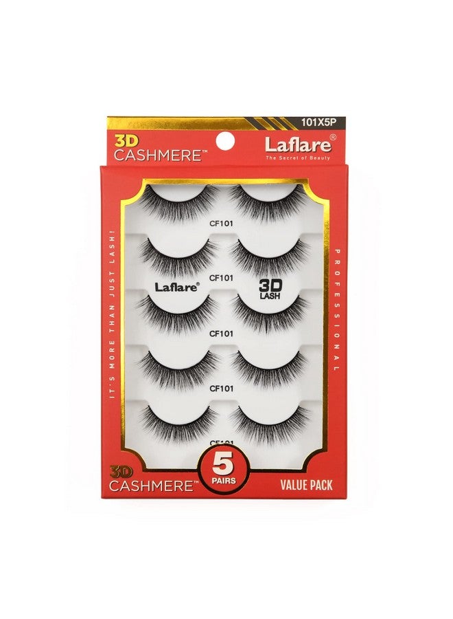 3D Cashmere False Eyelashes Multipack, Ultra Soft, Glam, Luxurious, Crueltyfree, Reusable, Fake Eyelashes 5 Pairs Value Pack (101X5P)