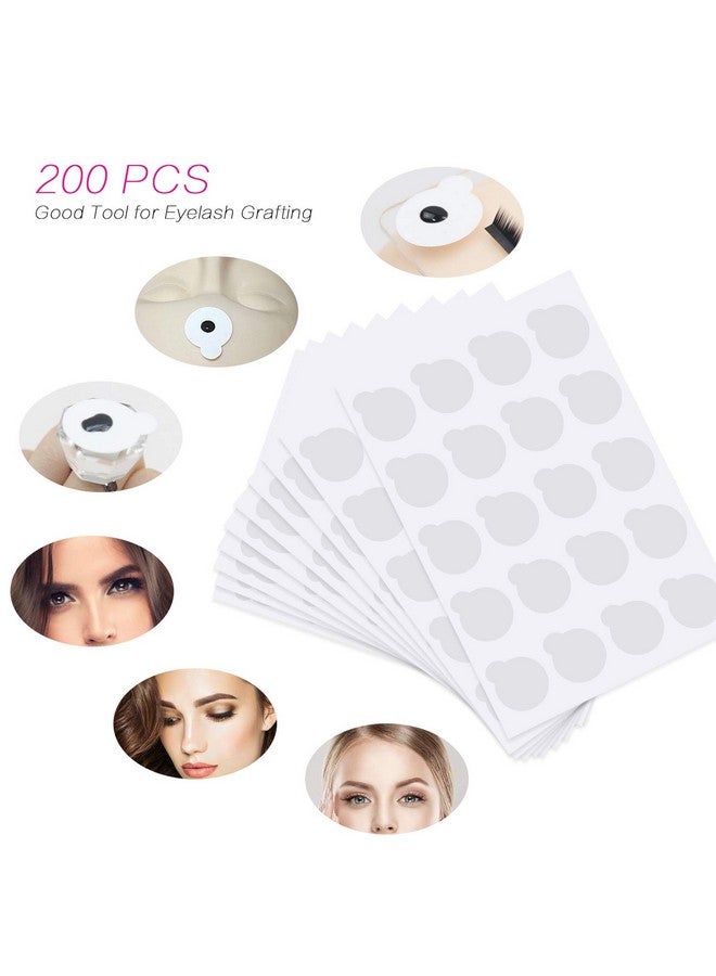 200 Pcs Eyelash Extension Adhesive Glue Pallet Sticker Pads, Disposable Waterproof Adhesive Holder Pad And 1 Pcs Eyelash Extension Jade Stone