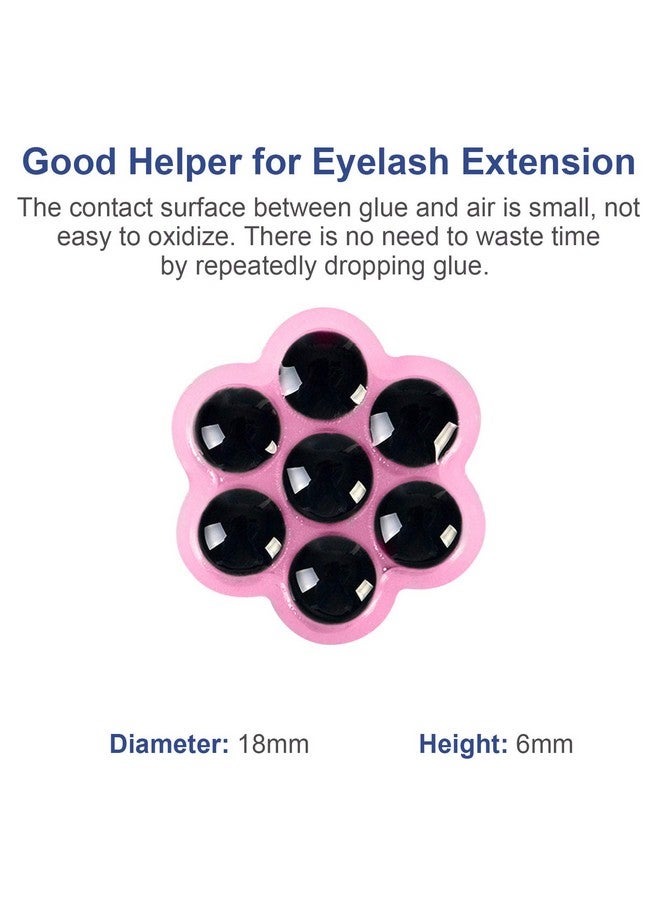 100 Pcs Eyelash Extension Glue Holder Flower Shape Glue Cup Plastic Glue Pallet Pad With A Roll Of Glue Point For Eyelash Extension Supply