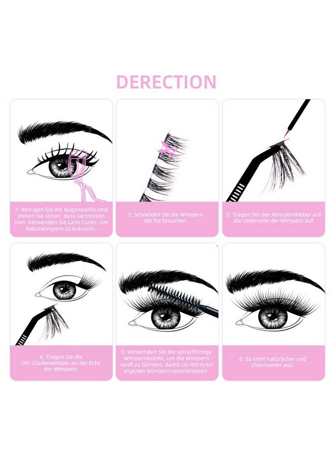 Diy Eyelash Extensions Reusable Lashes False Fake Cluster Eyelash Extensions Ribbons For Women Natural Look (D12 C Curl 12;14;16Mm)