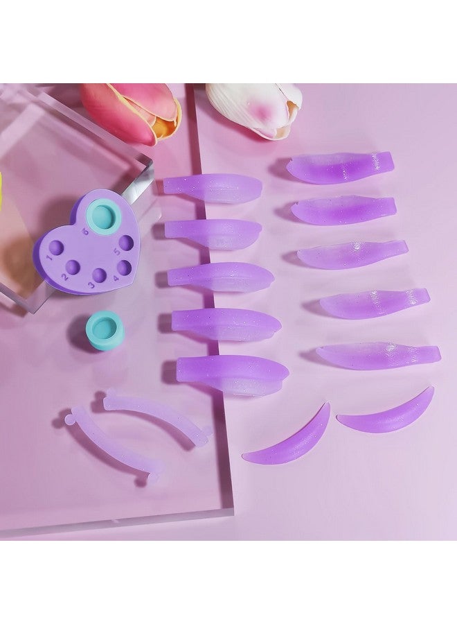 16 Piece Lash Lift Rods, 3 In 1 Reusable Soft Eyelash Perm Curler For Lash Lift Kit With Silicone Plate, Suitable For All Eye Shapes Diy(Purple)