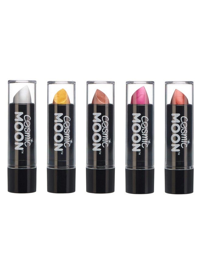 Metallic Lipstick 0.17Oz For Mesmerising Metallic Lips! Set Of 5 Colours Includes: Silver, Gold, Rose Gold, Pink, Red