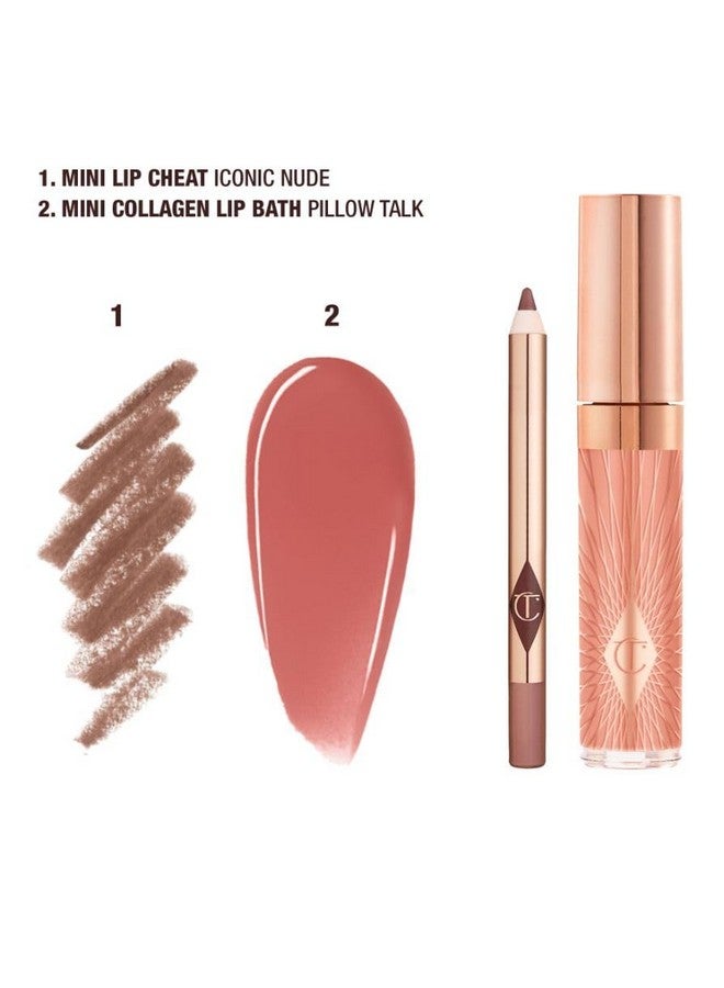 Mini Glossy Pink Lip Gloss + Lip Liner Set Nude Pink