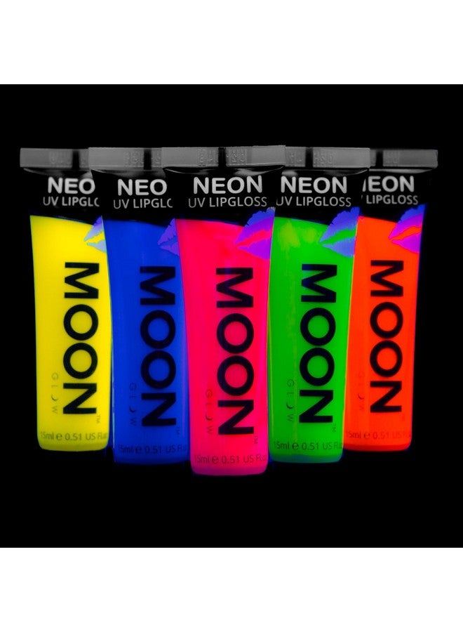 Blacklight Neon Lip Gloss 0.5Oz Set Of 5 Scented And Glows Brightly Under Uv;Blacklight!