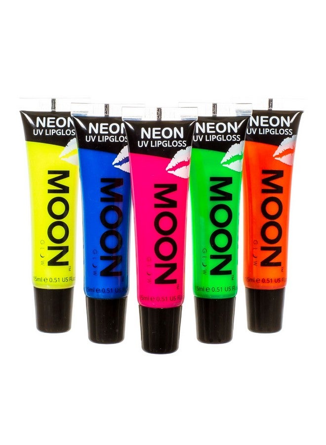 Blacklight Neon Lip Gloss 0.5Oz Set Of 5 Scented And Glows Brightly Under Uv;Blacklight!