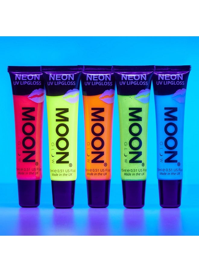 Blacklight Neon Lip Gloss 0.5Oz Set Of 5 Scented And Glows Brightly Under Uv;Blacklight!