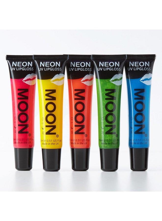 Blacklight Neon Lip Gloss 0.5Oz Set Of 5 Scented And Glows Brightly Under Uv;Blacklight!