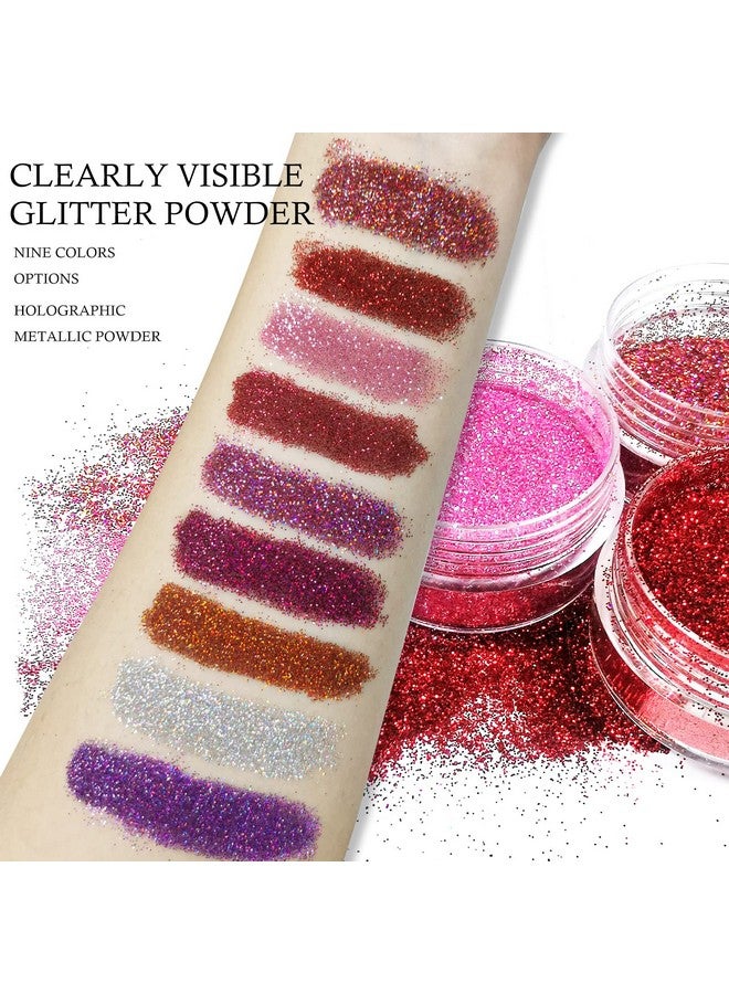 3 Colors Glitter Lip Kit, Diamond Metllic High Pigmented Powder For Lips Cosmetics, Glitter Lips Makeup,With Lip Primer And Brush, Long Wearset A