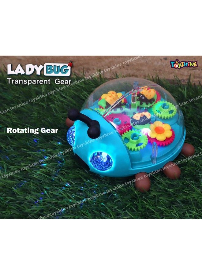 Transparent Bump And Go Ladybug With 3D Lightning Moving Gears And Music ; Birthday Toy Gift For 2 5 Year Old Boy Girl Baby