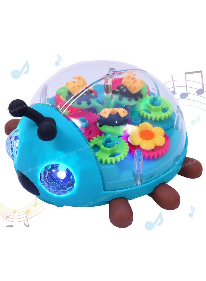 Transparent Bump And Go Ladybug With 3D Lightning Moving Gears And Music ; Birthday Toy Gift For 2 5 Year Old Boy Girl Baby