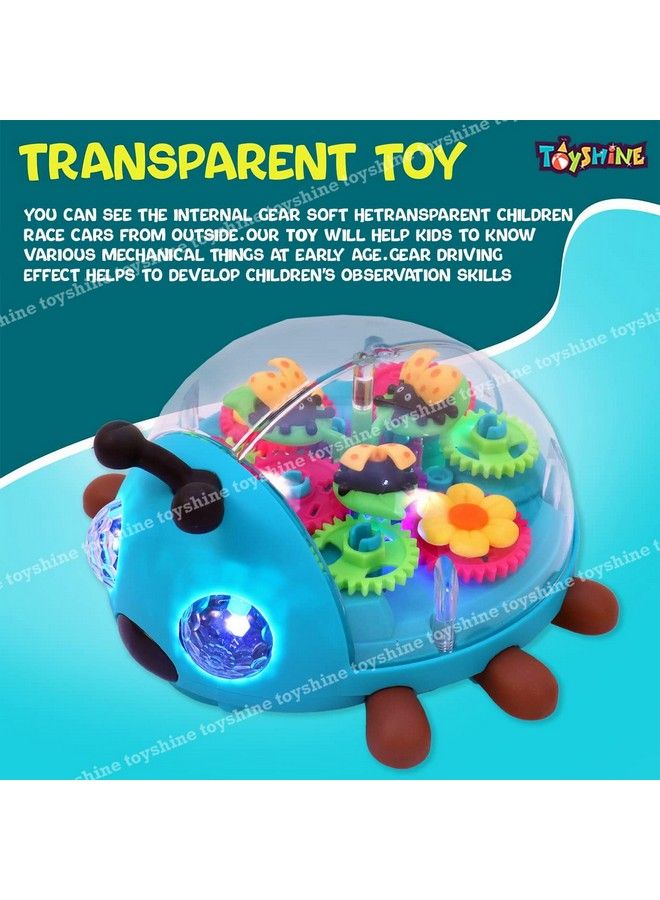 Transparent Bump And Go Ladybug With 3D Lightning Moving Gears And Music ; Birthday Toy Gift For 2 5 Year Old Boy Girl Baby