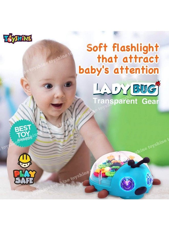 Transparent Bump And Go Ladybug With 3D Lightning Moving Gears And Music ; Birthday Toy Gift For 2 5 Year Old Boy Girl Baby