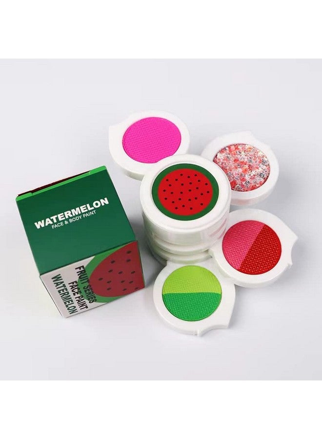 Water Activated Eyeliner Palette With Pressed Chunky Neon Glitter , Water Activated Face Body Paint Uv Glow In The Dark Black Light, Water Based Graphic Hydra Eyeliners With Cute Fruit Design