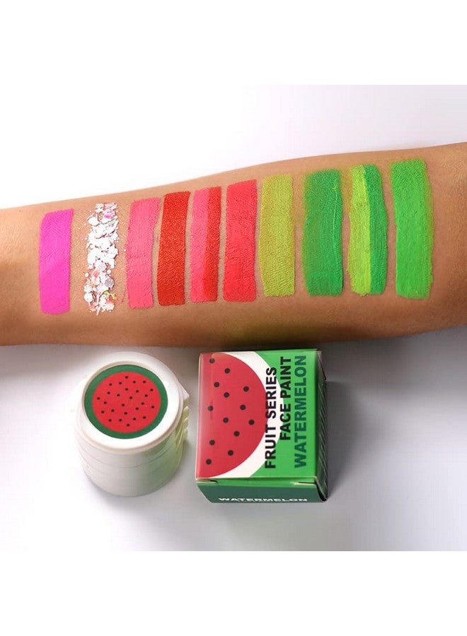 Water Activated Eyeliner Palette With Pressed Chunky Neon Glitter , Water Activated Face Body Paint Uv Glow In The Dark Black Light, Water Based Graphic Hydra Eyeliners With Cute Fruit Design