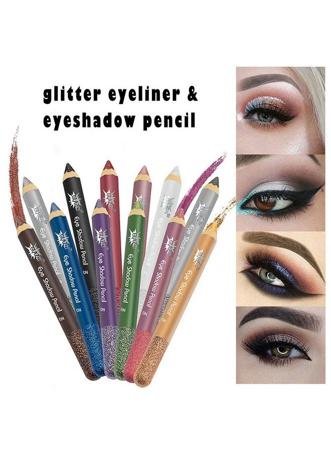 Jumbo Glitter Eyeliner Pencils 12 Metallic Colors Eyeliners & Eyeshadow Pencil Set, Natural Long Lasting Hypoallergenic Eye Makeup
