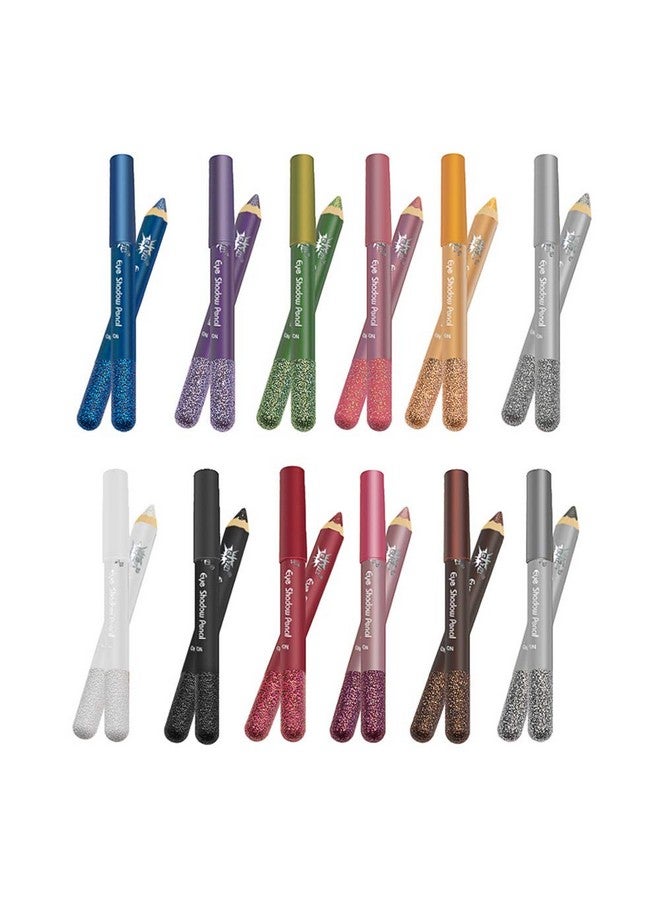 Jumbo Glitter Eyeliner Pencils 12 Metallic Colors Eyeliners & Eyeshadow Pencil Set, Natural Long Lasting Hypoallergenic Eye Makeup