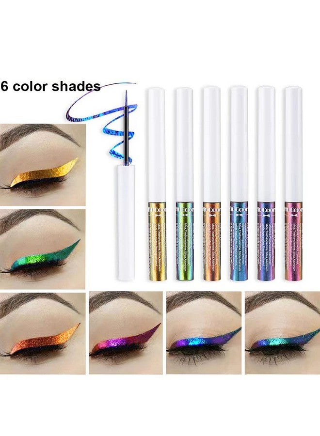 Chameleon Liquid Glitter Eyeliner, Metallic Satin Eyeliner Liquid Liner Multireflective Sparkle Finish, Smudgeproof Longlasting Glitter Eye Shadow Makeup, 01 Gold