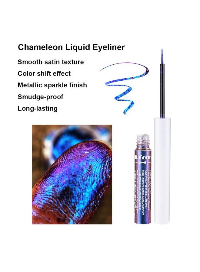Chameleon Liquid Glitter Eyeliner, Metallic Satin Eyeliner Liquid Liner Multireflective Sparkle Finish, Smudgeproof Longlasting Glitter Eye Shadow Makeup, 01 Gold