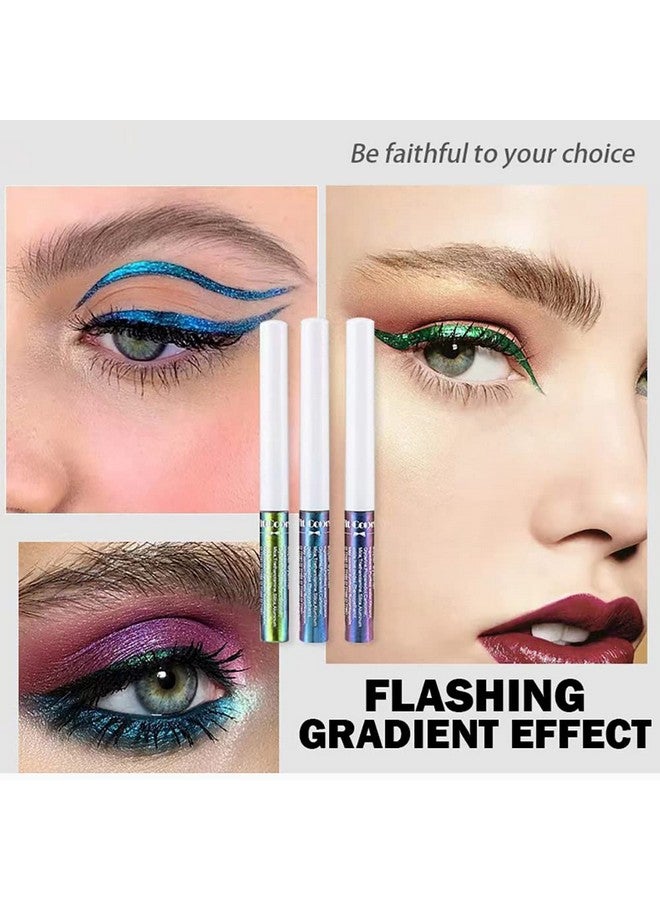 Chameleon Liquid Glitter Eyeliner, Metallic Satin Eyeliner Liquid Liner Multireflective Sparkle Finish, Smudgeproof Longlasting Glitter Eye Shadow Makeup, 01 Gold