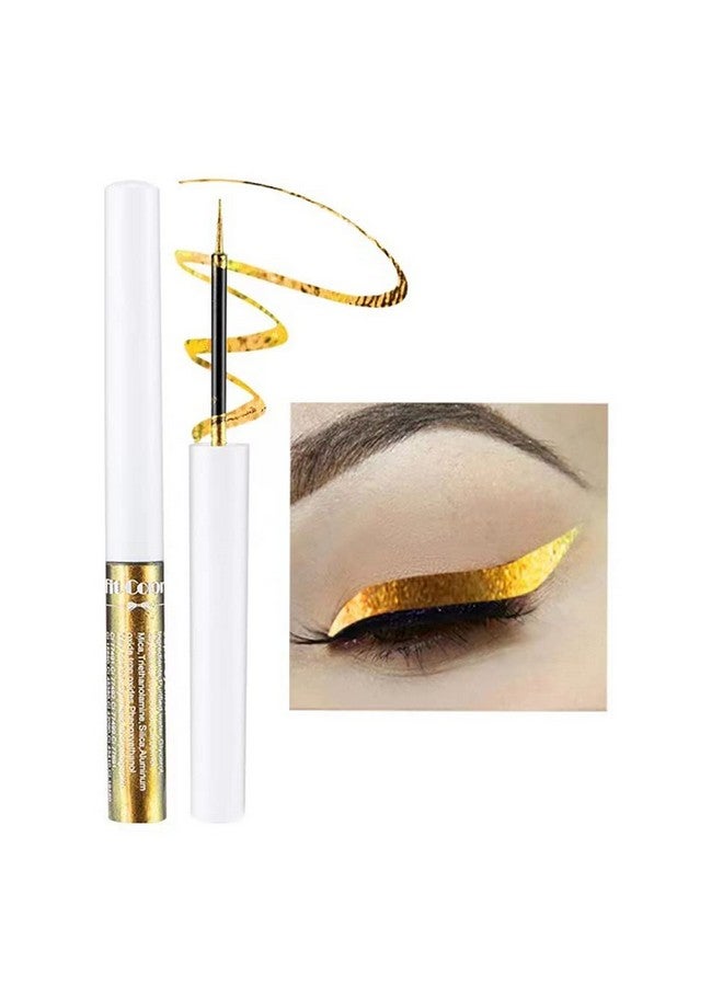 Chameleon Liquid Glitter Eyeliner, Metallic Satin Eyeliner Liquid Liner Multireflective Sparkle Finish, Smudgeproof Longlasting Glitter Eye Shadow Makeup, 01 Gold