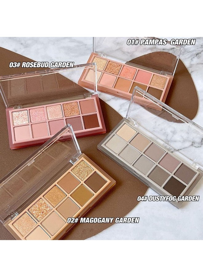 10 Colors Eyeshadow Palette,Highly Pigmented Matte Shimmer Eye Makeup Palette Pink Eyeshadow Shades Glitter Eye Shadow Velvety Texture Nude Eyeshadow,03