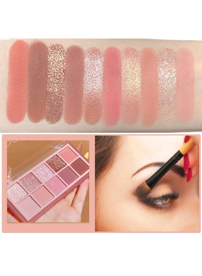 10 Colors Eyeshadow Palette,Highly Pigmented Matte Shimmer Eye Makeup Palette Pink Eyeshadow Shades Glitter Eye Shadow Velvety Texture Nude Eyeshadow,03