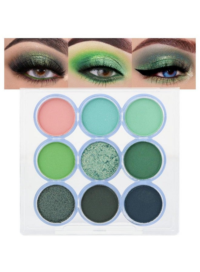 9 Colors Shimmer Matte Eyeshadow Palette.Waterproof Colorpop Light To Dark Green Eye Shadow Paleta.Highly Pigmented Glitter Eyeshadow Makeup Palet.Forest Grass Olive Tea Green Moss Green Powder