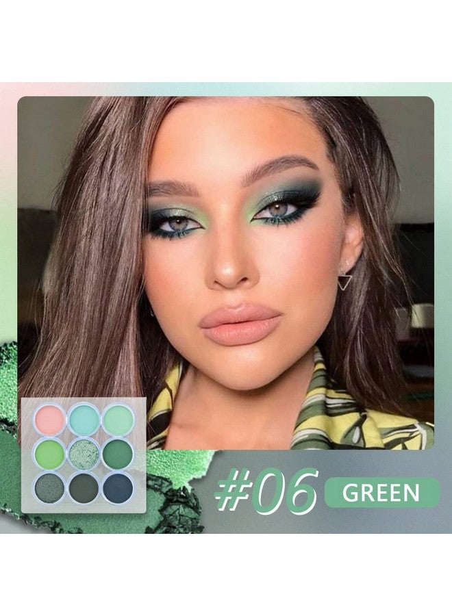 9 Colors Shimmer Matte Eyeshadow Palette.Waterproof Colorpop Light To Dark Green Eye Shadow Paleta.Highly Pigmented Glitter Eyeshadow Makeup Palet.Forest Grass Olive Tea Green Moss Green Powder