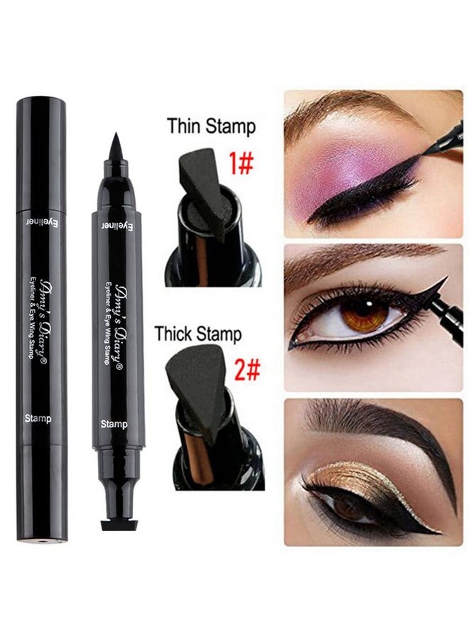 Eyeliner Stamp 2 Pens Winged Stamp Eyeliner, Perfect Wing Cat Eye Stencil Stamp For All Eye Shapes, Winged Eyeliner Stamp, Perfect Wing Cat Eye Liner, Waterproof & Smudgeproof